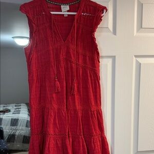 Knox Rose Vibrant Red Lace-Trimmed Mini Dress